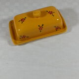 Glazed and decorated ceramic butter dish