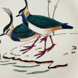 Service modèle oiseaux en faïence polychrome Gien peinte à la main