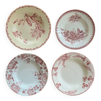 Mismatched series of 4 “Terre de Fer” soup plates