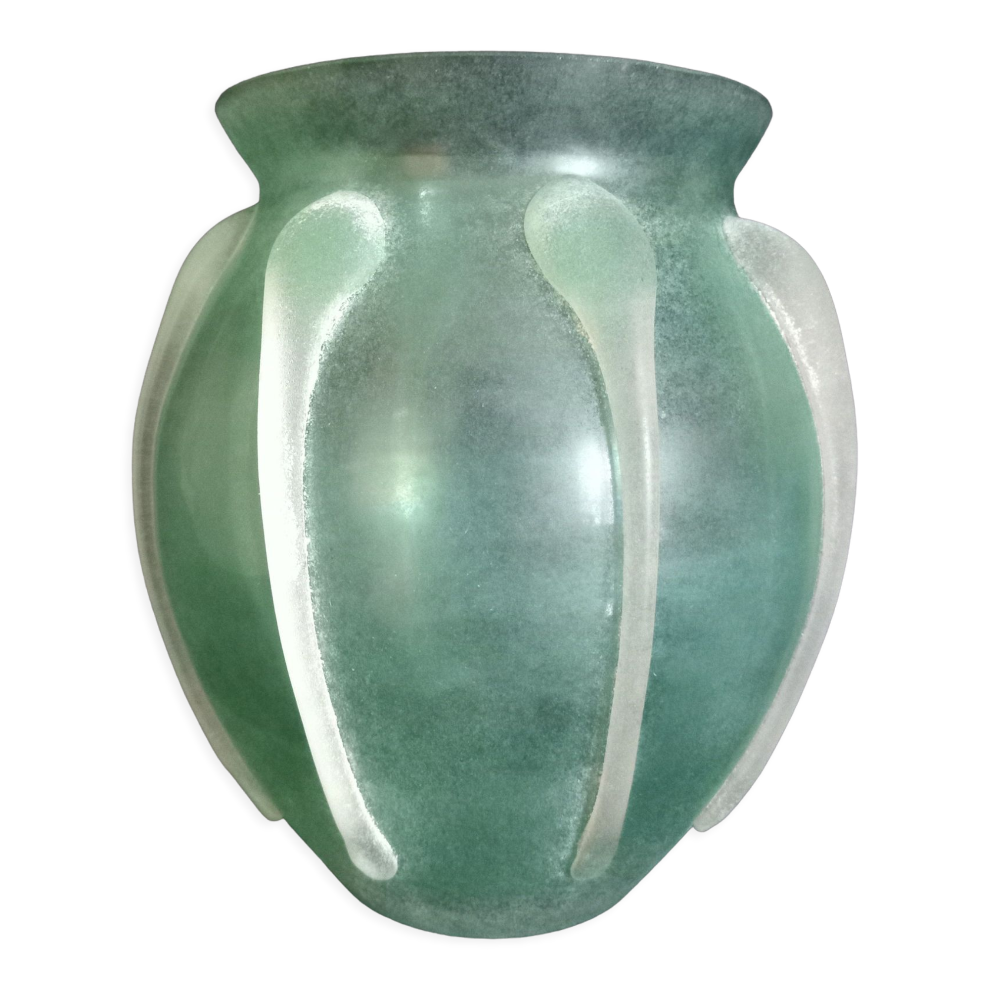 Vase in mint green glass paste, very decorative