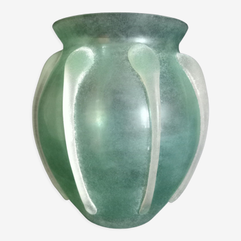 Vase in mint green glass paste, very decorative