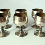6 Art Deco wine or sherry glasses made of electro silver plated brass