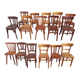 Set of 16 mismatched wooden bistro chairs - vintage - luterma