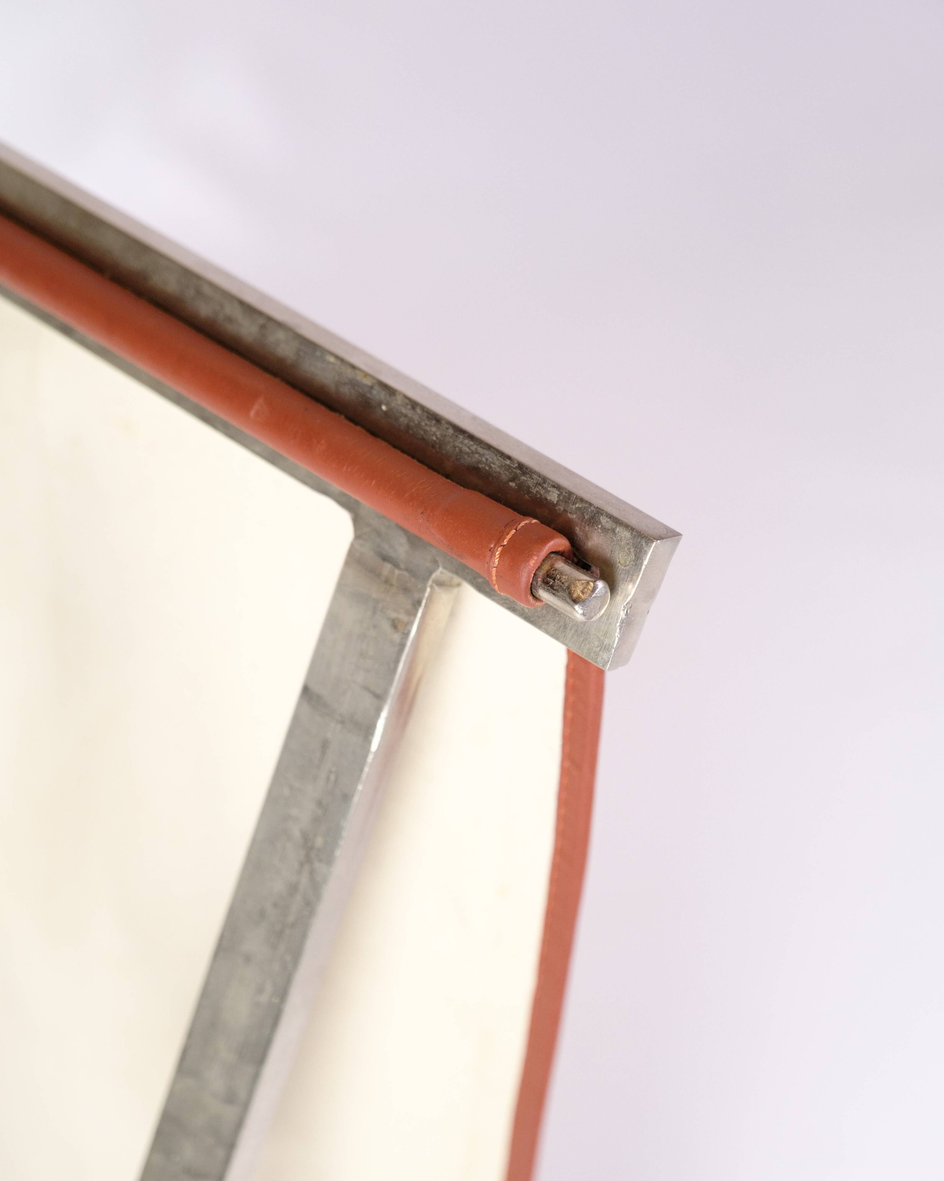 Stool Made In Brushed Steel With Cognac Leather By Michael Christensen