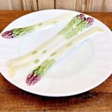 3 assiettes à asperges barbotine Luneville