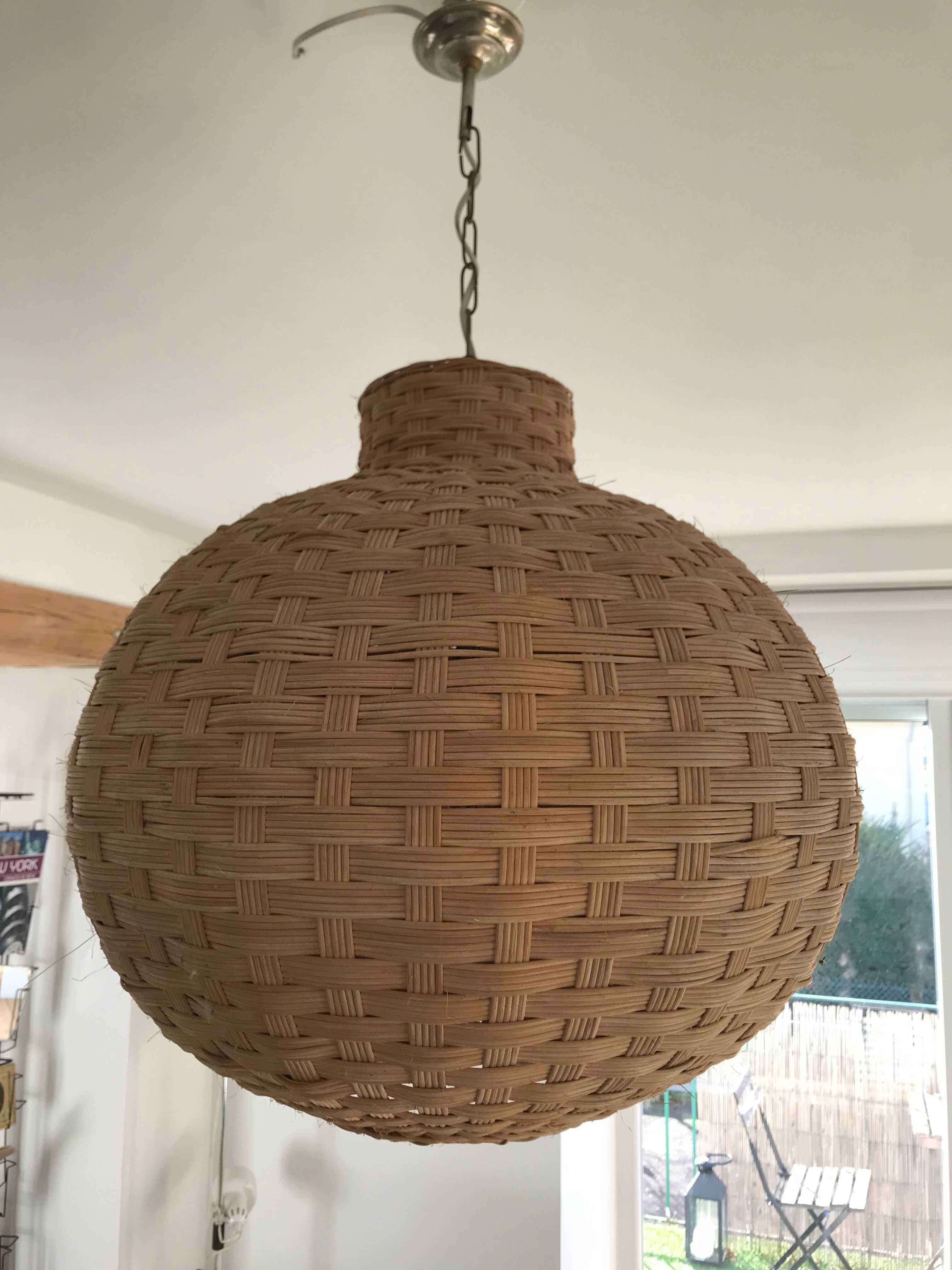 Rattan ball chandelier
