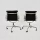 Black leather chairs with soft padding by Charles & Ray Eames for ICF, 1970s, set of 2