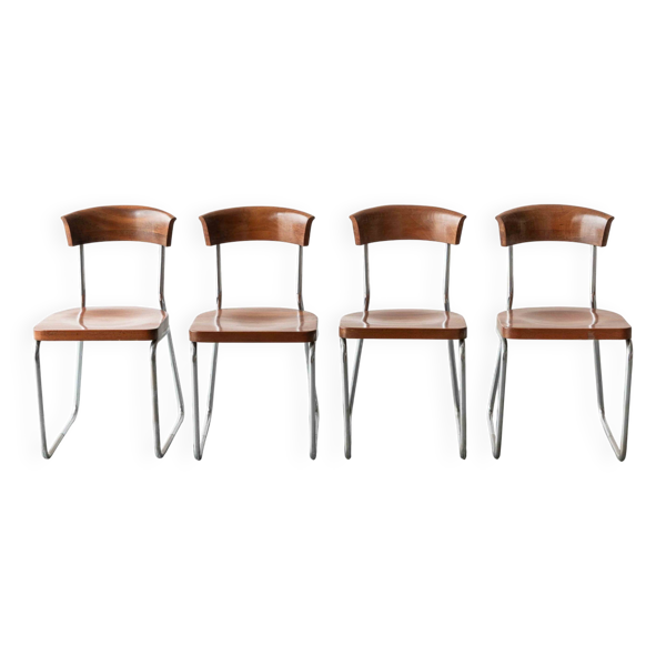 Ensemble de 4 chaises de salle à manger 'B257' par Emile Guillot années 1920