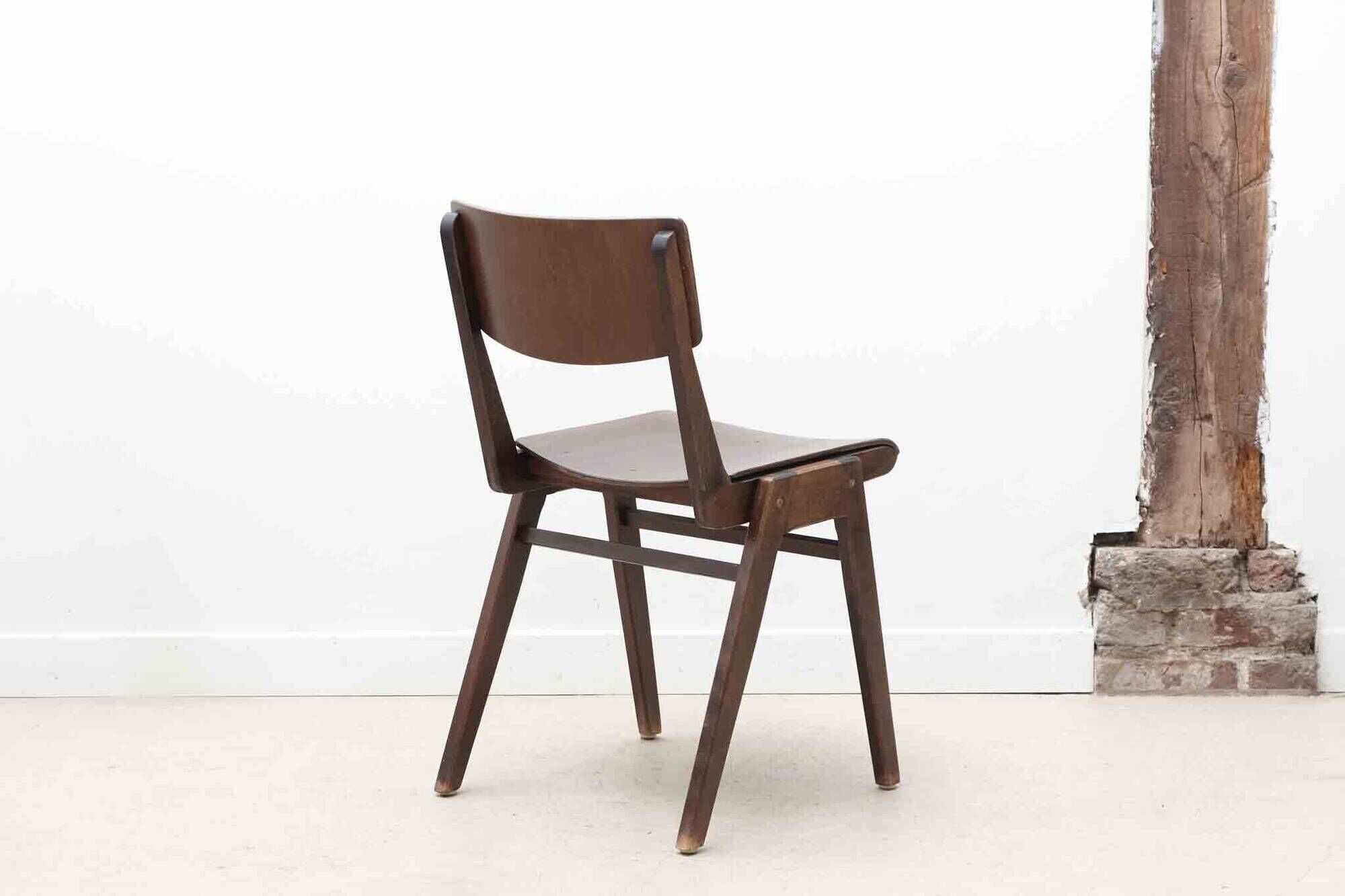 Stackable bistro chair in ebony-colored wood, Germany 1960s