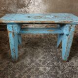 Brocante wooden bench stool etagere light blue