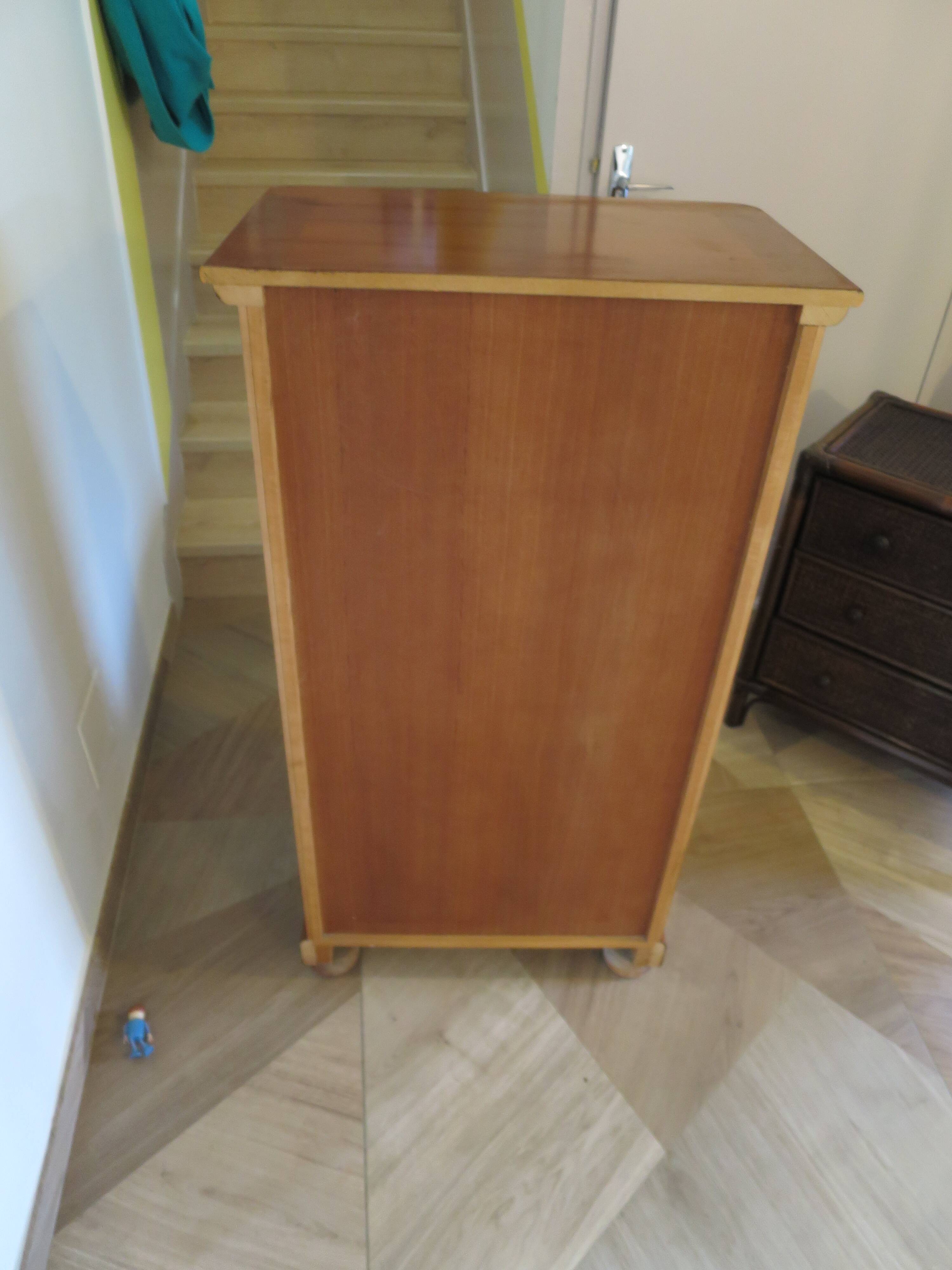 Rare Louis Philippe chest of drawers with 7 drawers from the 80s in cherry wood