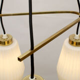 1950s Italian triangle lamp in brass and opalglass
