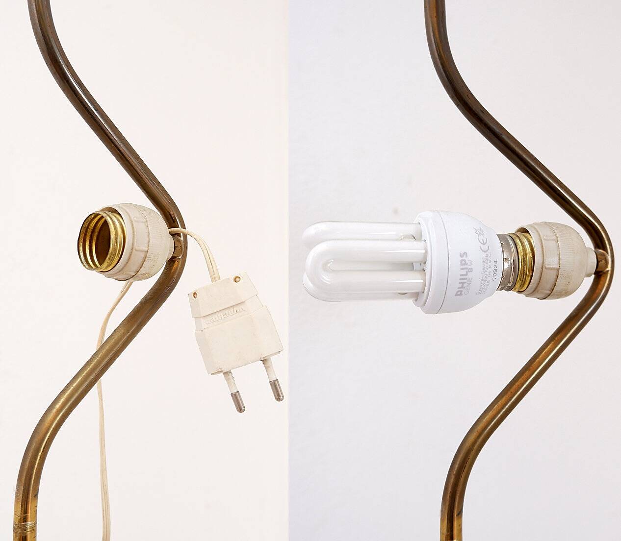 Mid-Century teak and brass floor lamp, Denmark, 1960s