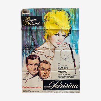 Affiche espagnole "Une parisienne" Henri Vidal, Brigitte Bardot