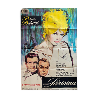 Spanish poster "Une parisienne" Henri Vidal, Brigitte Bardot