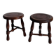 Mid-Century Chestnut Wood Stools Attributed to Charles Dudouyt, 1950s