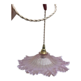 Vintage flower pendant lamp in pink glass