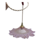 Vintage flower pendant lamp in pink glass