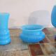Set of Scandinavian opaline glass vases by Erik Hoglund 1960