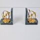 Nautical Brass & Marble Sundial Bookends, Set of 2