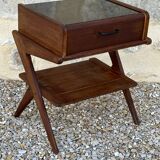 Vintage oak bedside table, 50s and 60s design