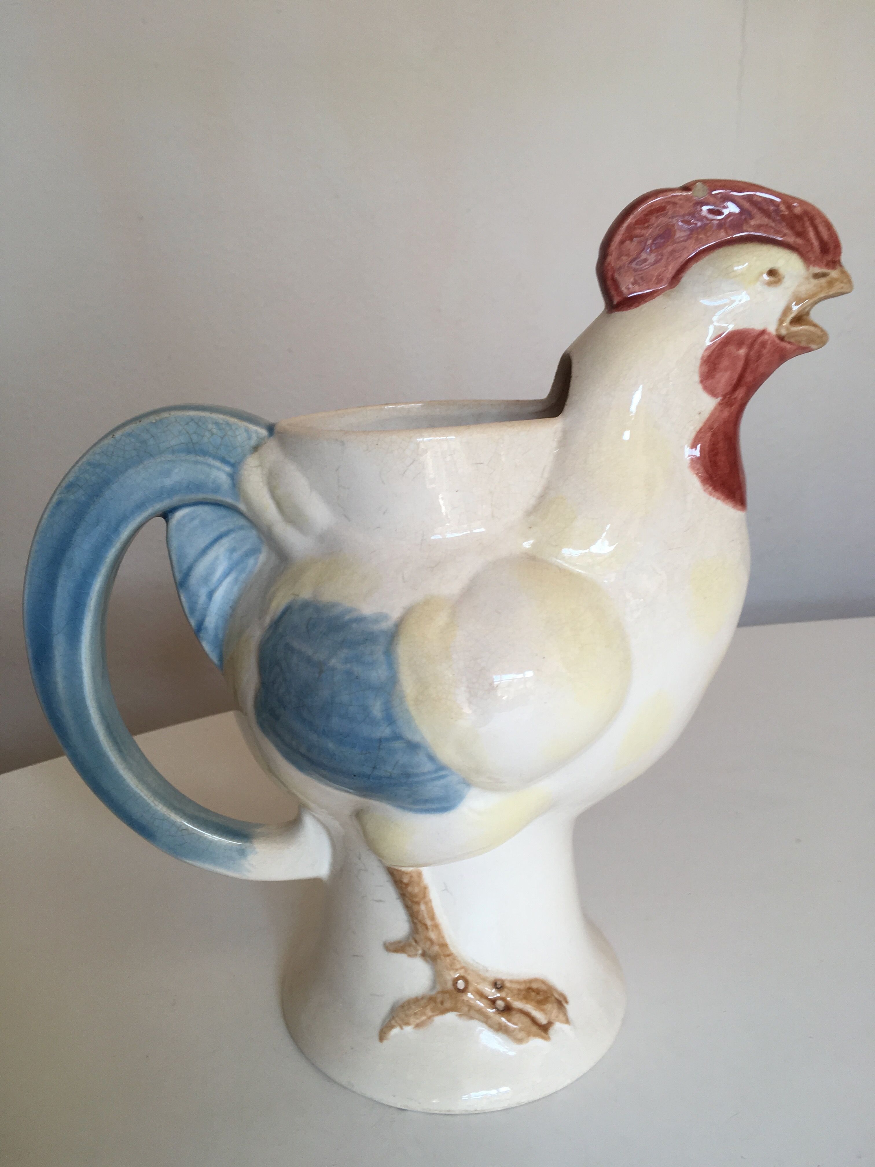 Pichet oiseau zoomorphe en Barbotine de Gien 1920s