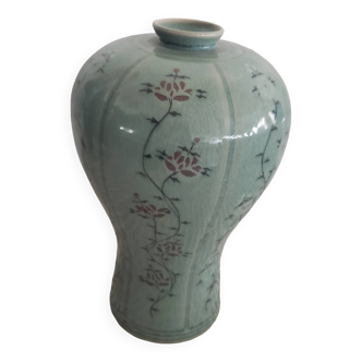 Antique Korean ceramic vase signed