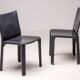 Elephant grey leather Cab Dining dining chair by Mario Bellini for Cassina