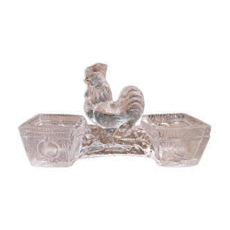 French vintage salt and pepper holder with a cock