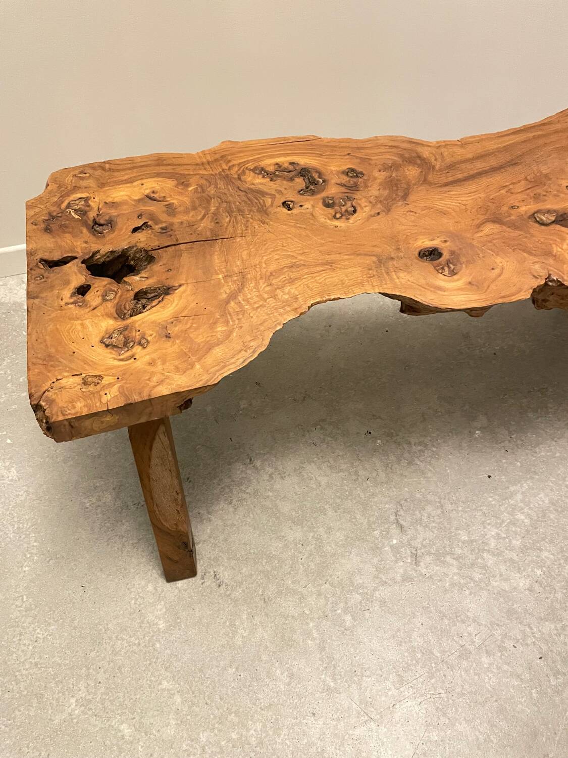 Raw wood coffee table
