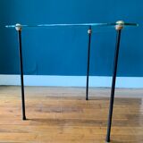 Ensemble de tables basses gigognes en verre et laiton