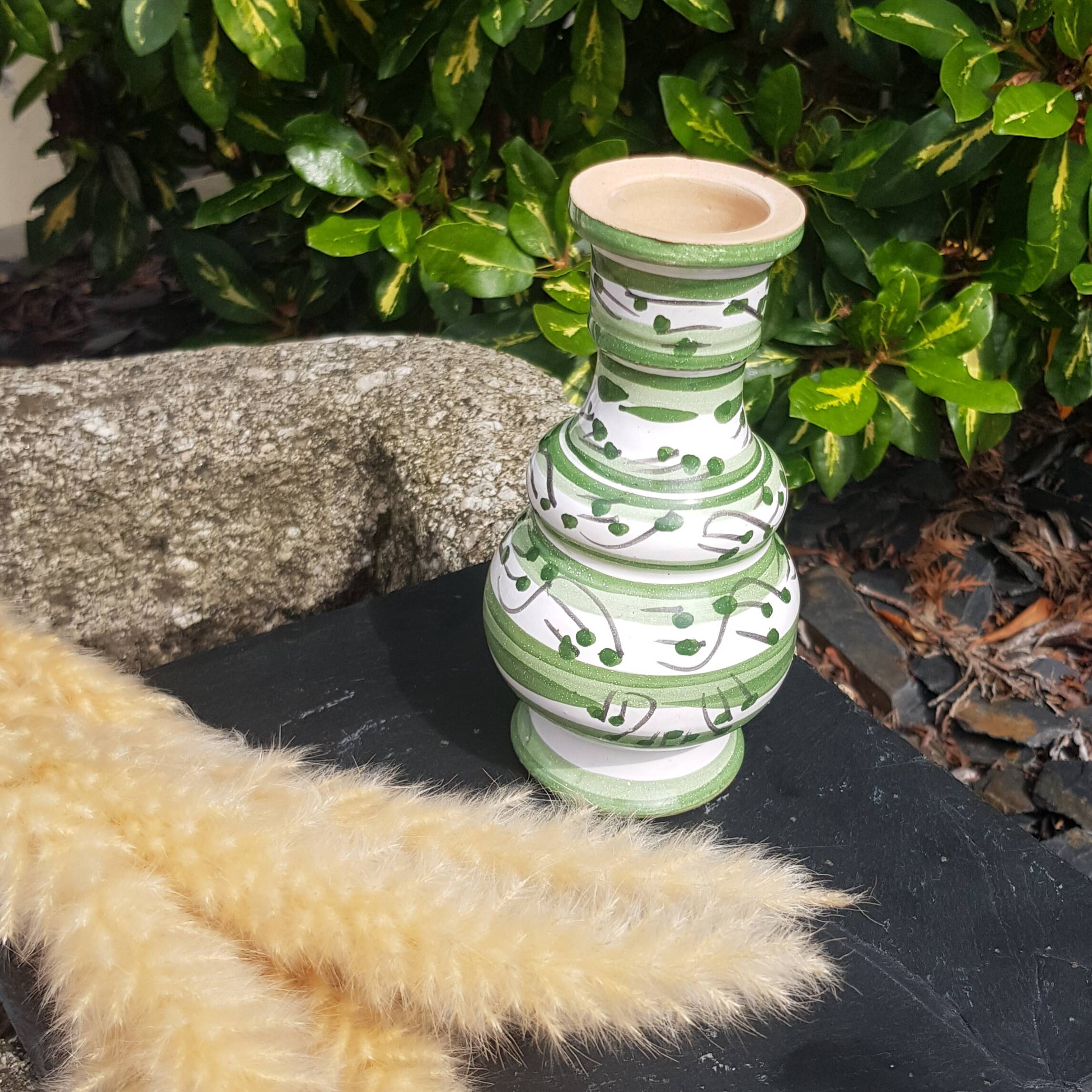 Small green ceramic vase