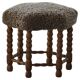 A hexagonal oak stool, seat refurbished in lambswool, Danish design from the 1950s.