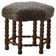 A hexagonal oak stool, seat refurbished in lambswool, Danish design from the 1950s.