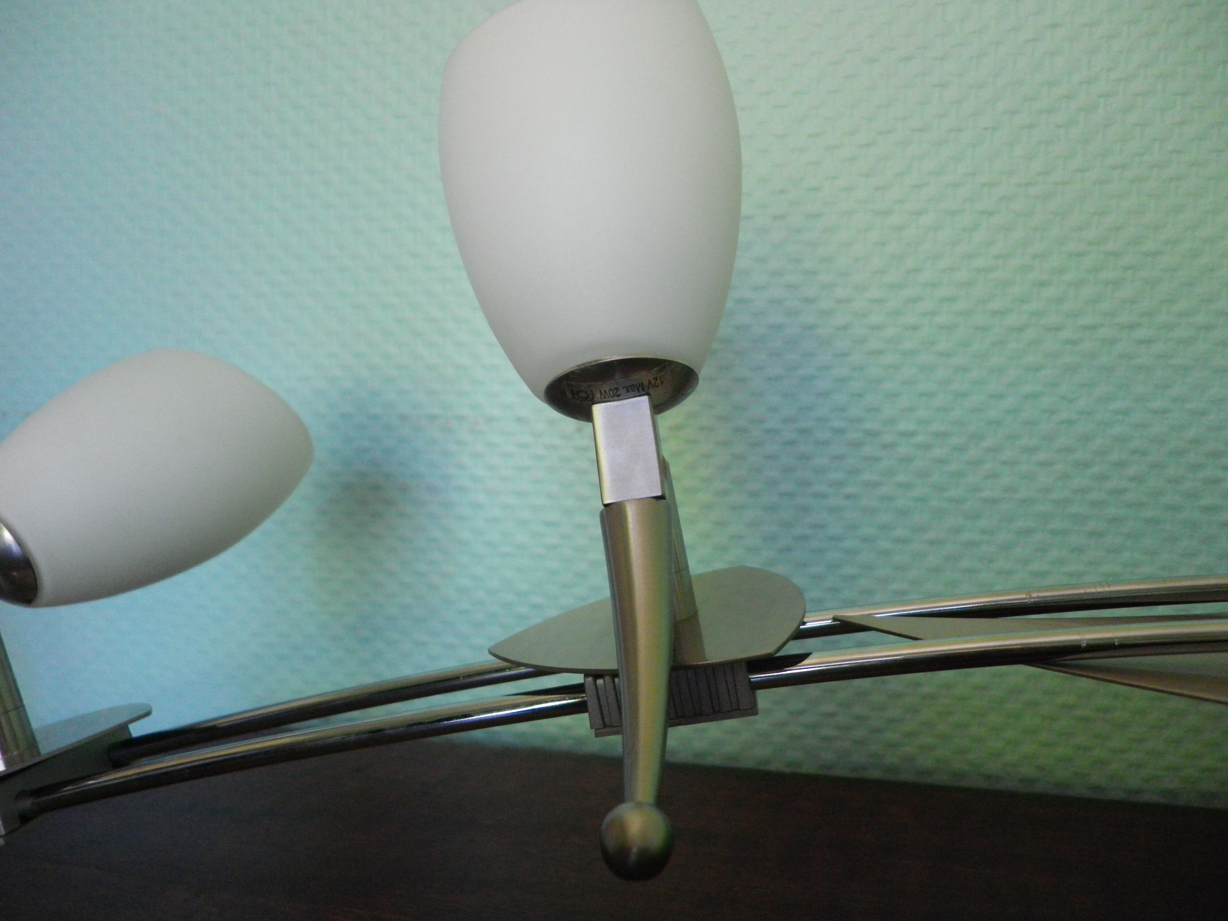 "Paulmann" 1m40 design hanging 6 lights anodized aluminium - 70s