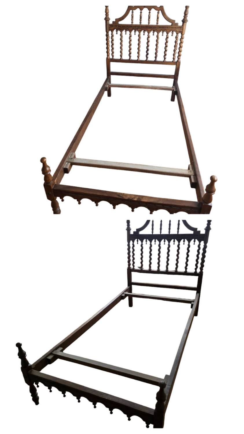 Paire de lits en bois sculpté