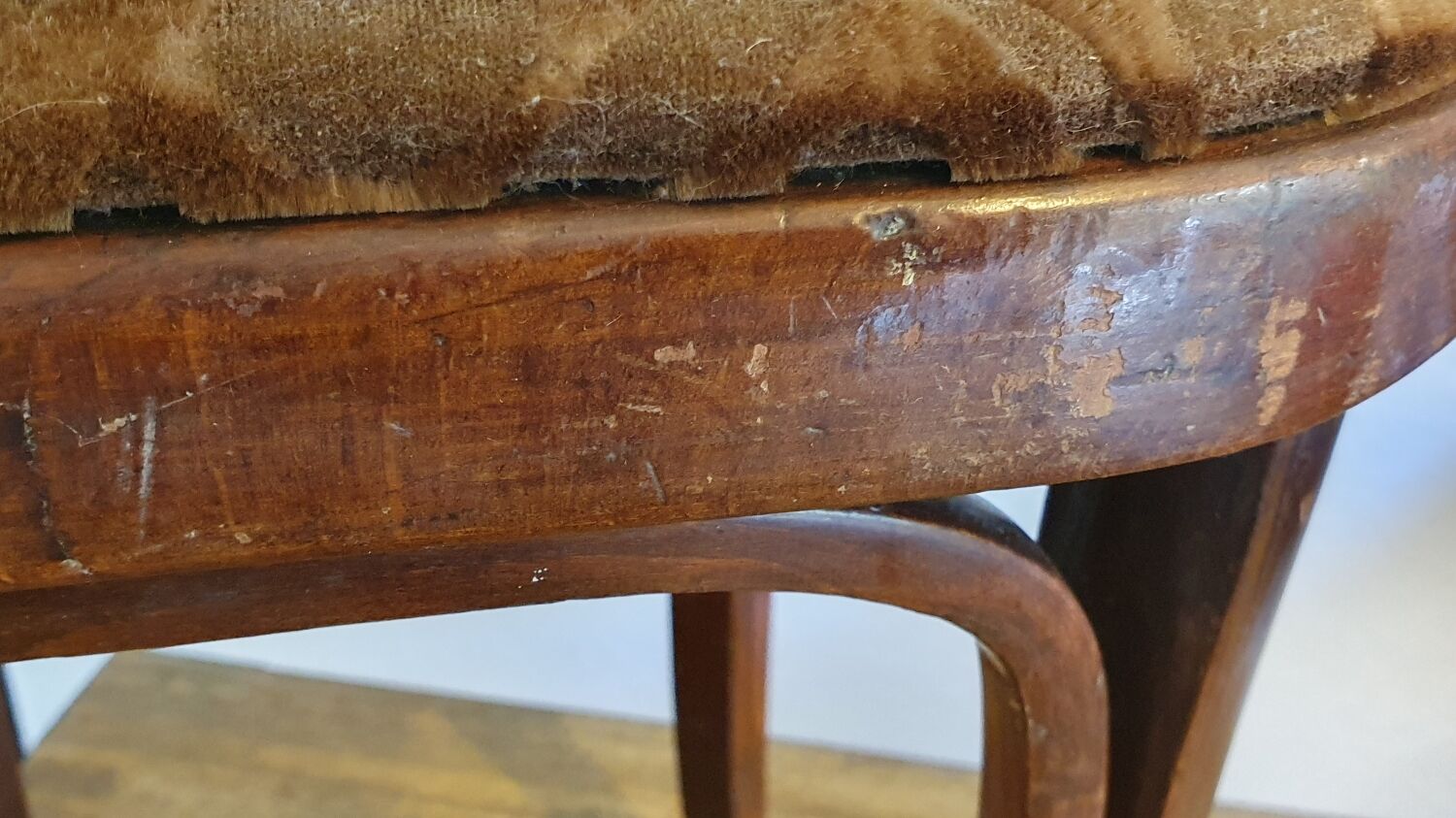 Art nouveau thonet stool bentwood and velvet