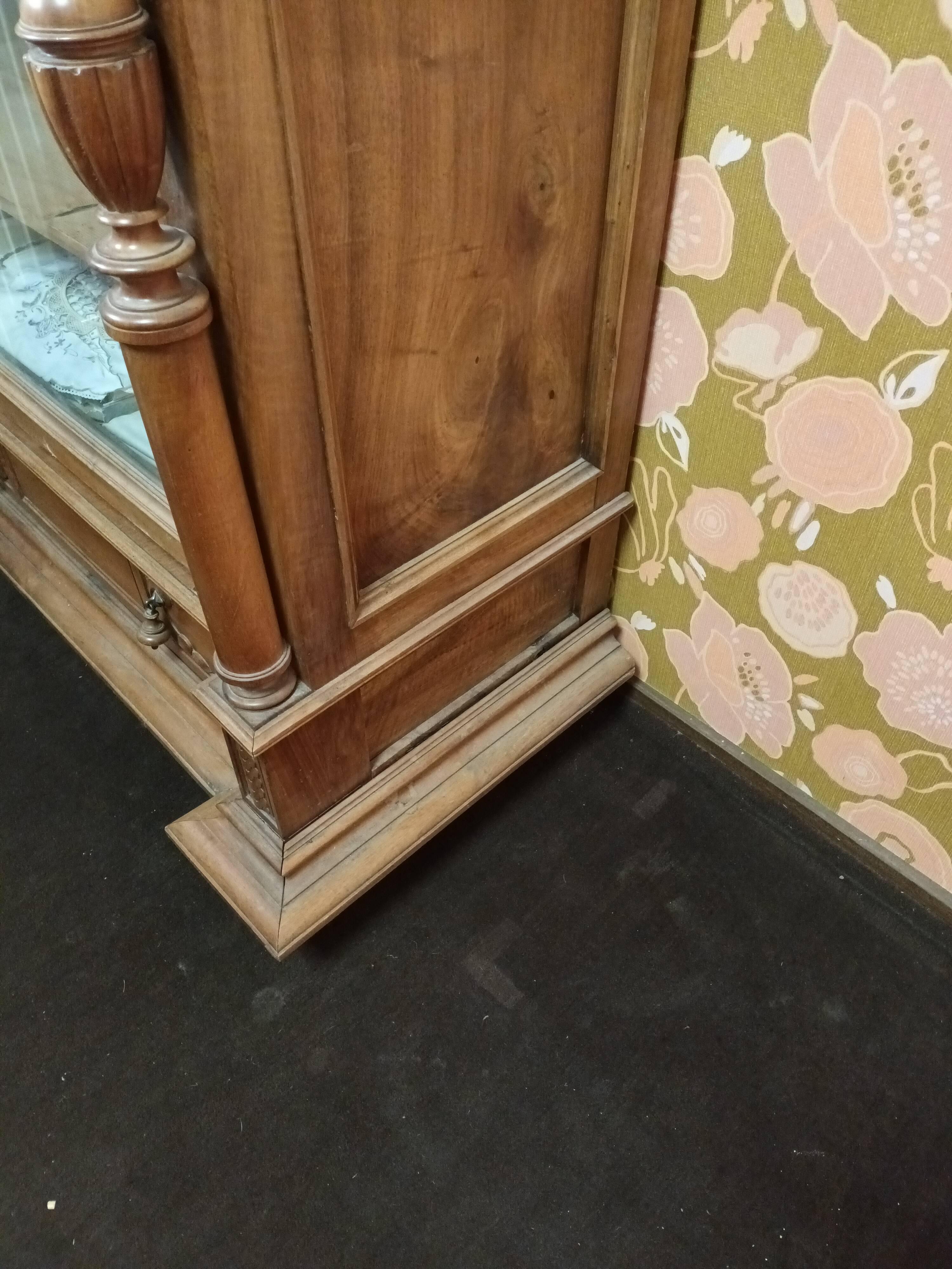 Walnut glass cabinet
