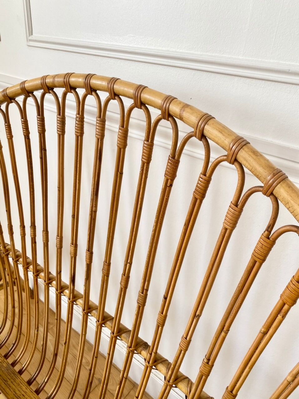 Rattan basket bed from the 60s