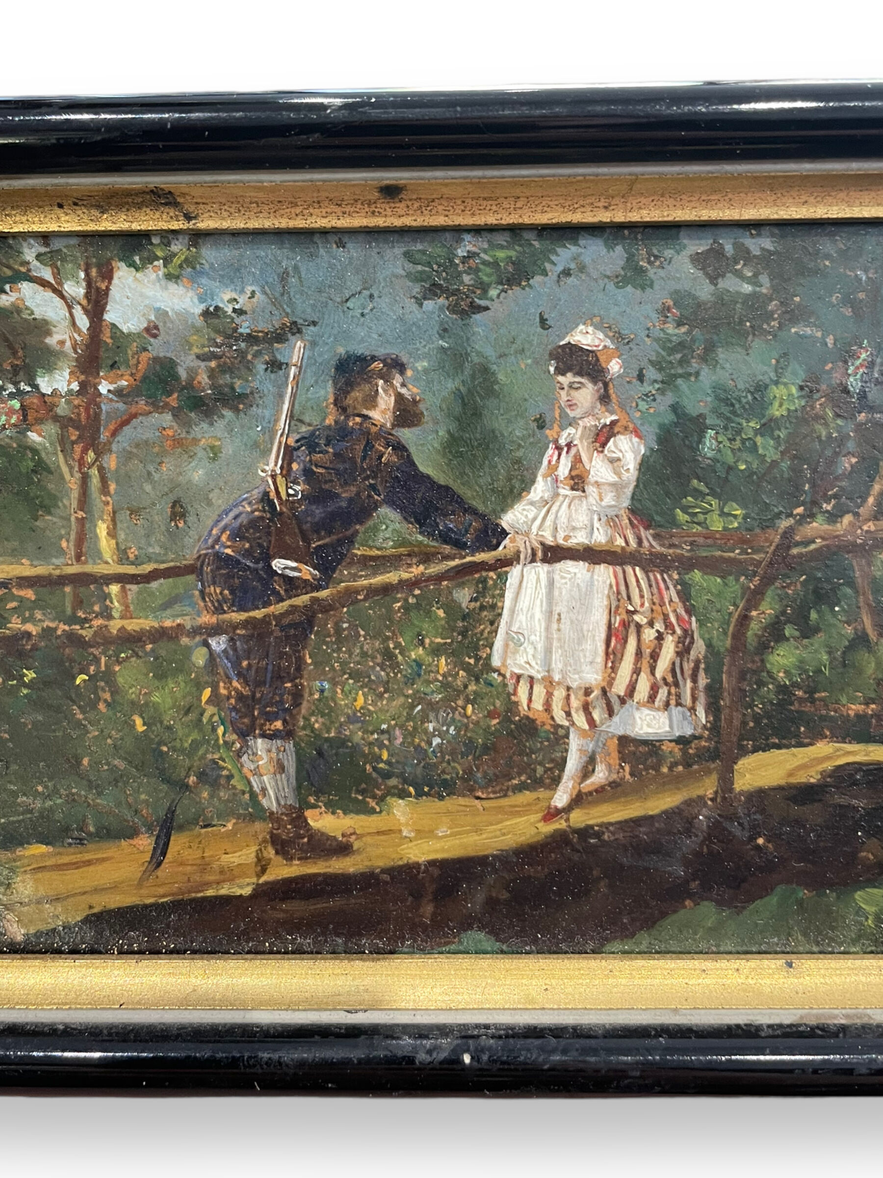 Oil on panel XIXth gallant scene