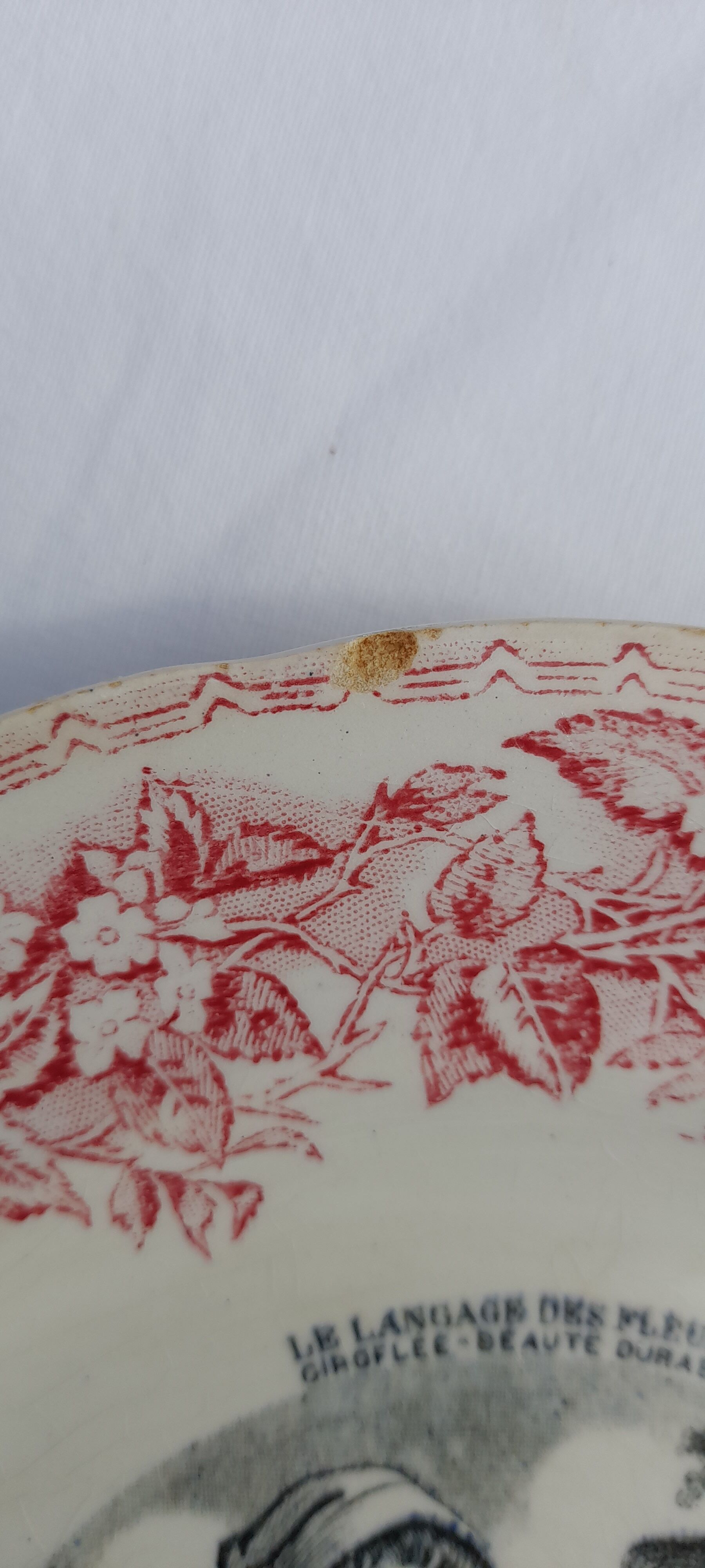 3 talking dessert plates earthenware from Gien the language of flowers n°', 5 and 6 diam 20 cm