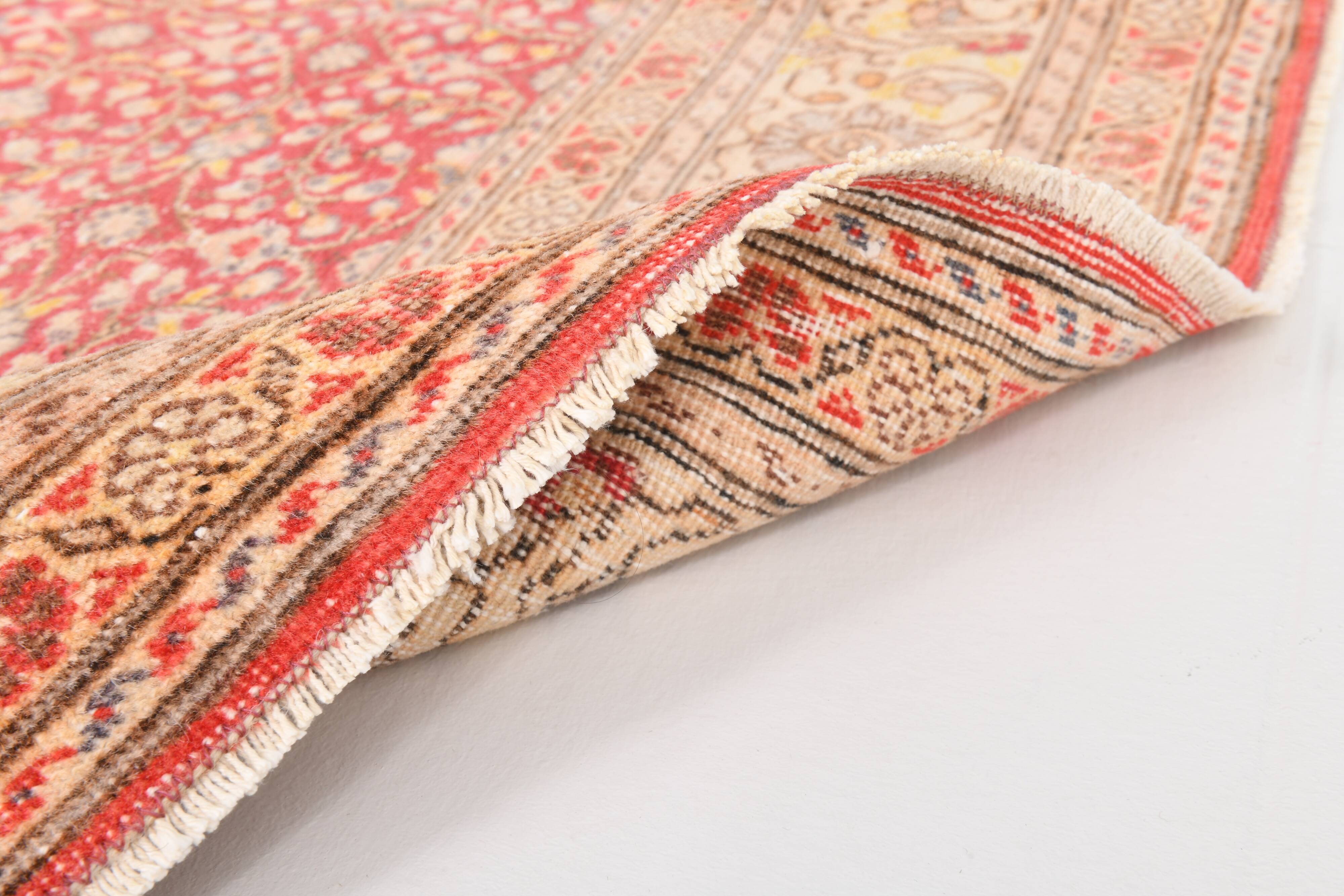 7x9 Red & Yellow Floral Persian Vintage Rug, 206x290Cm