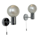 Paire d'applique vintage, chrome et verre, Allemagne 1970