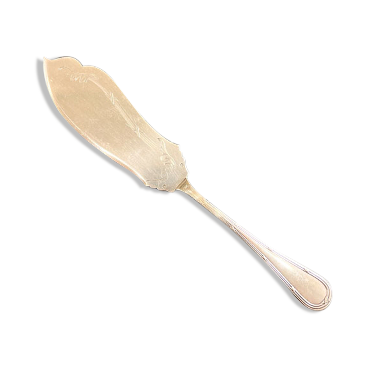 Pie shovel, silver metal, ribbon model