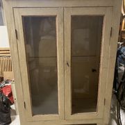 Cream patinated glass cabinet