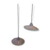 Duo of opaline hanging lamps