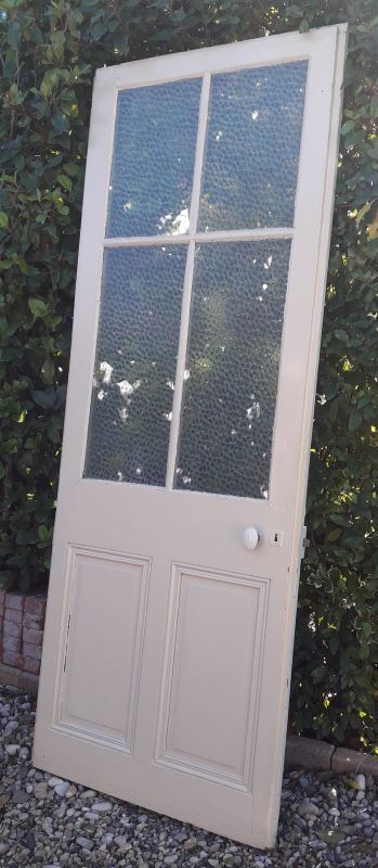 Glass door 82,8x215,3cm old translucent glazing