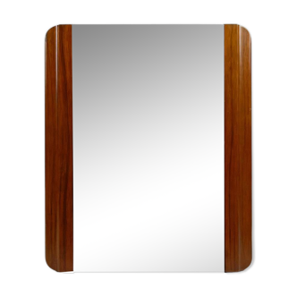 Art Deco modernist mahogany mirror, France, circa 1930