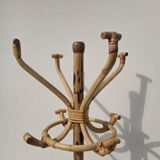 Vintage rattan bamboo parrot coat rack