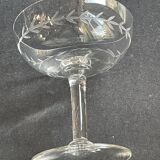 6 Blown and Cut Champagne Glasses